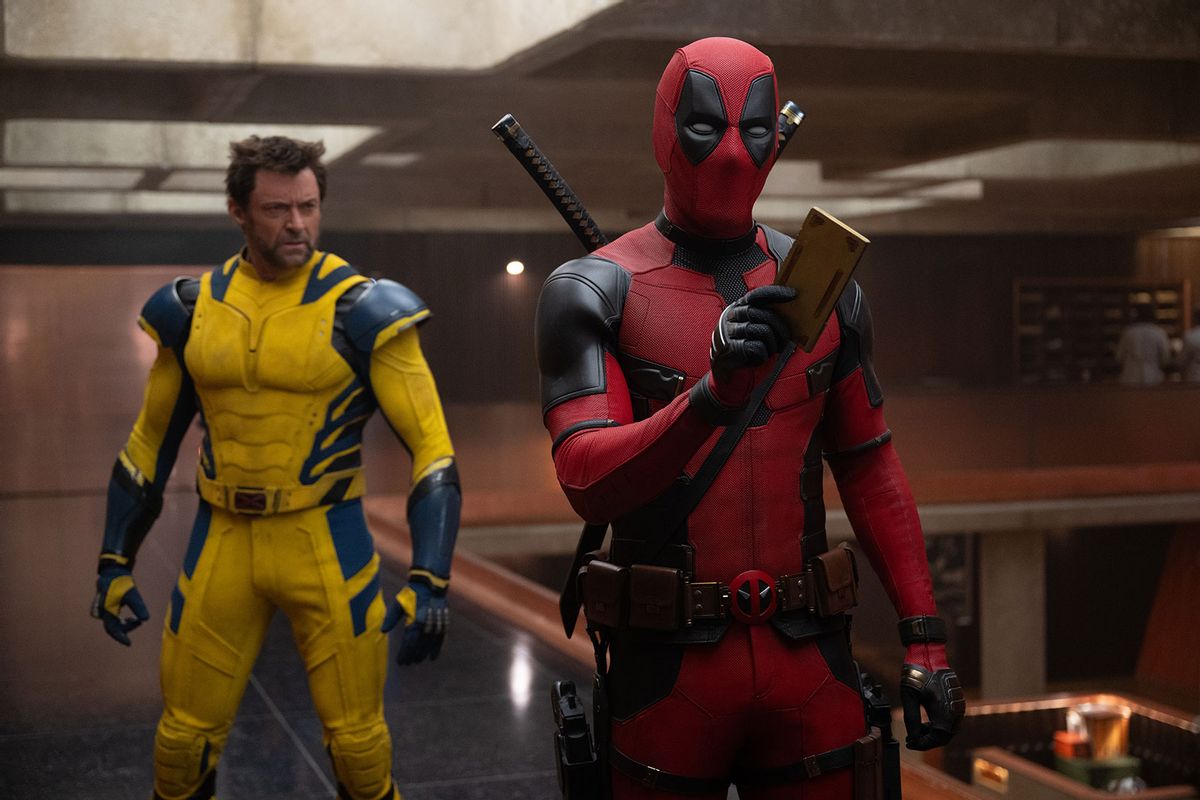 Hugh Jackman as Wolverine/Logan and Ryan Reynolds as Deadpool/Wade Wilson in "Deadpool and Wolverine" (Jay Maidment/20th Century Studios/Marvel Studios)