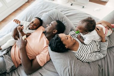 Happy family with two kids