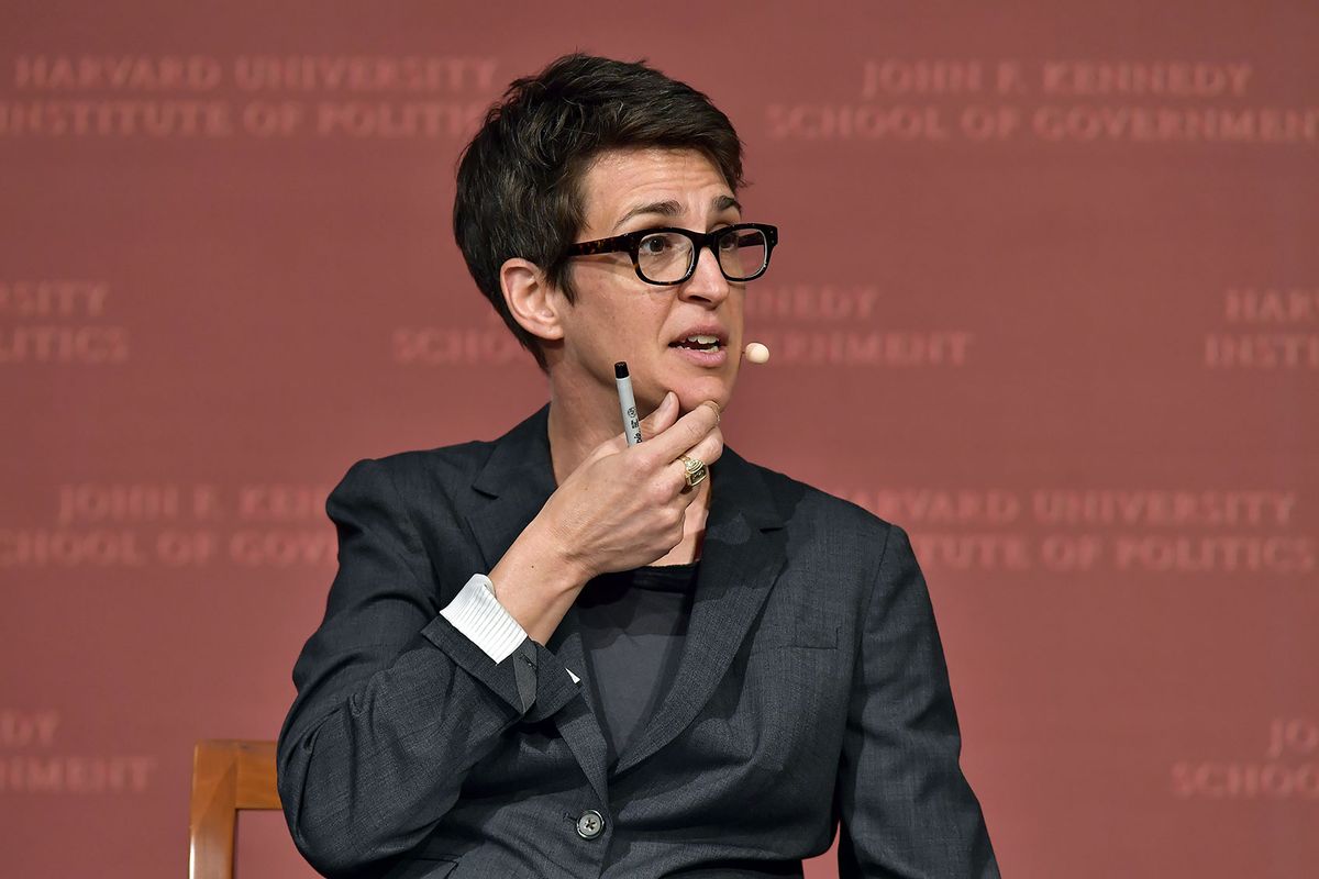 Rachel Maddow speaks at the Harvard University John F. Kennedy Jr. Forum in a program titled "Perspectives on National Security" moderated by Rachel Maddow on October 16, 2017 in Cambridge, Massachusetts. (Paul Marotta/Getty Images)