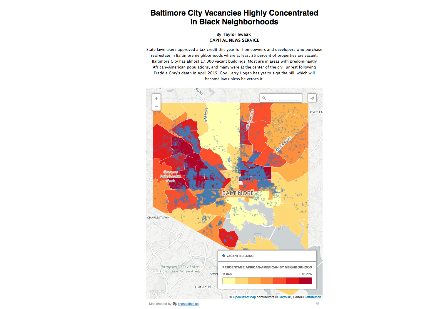 The General Assembly passed legislation this session on a number of issues affecting Baltimore, including vacant properties, mapped in this graphic.